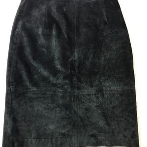 COMINT Leather Suede Pencil Forrest Skirt